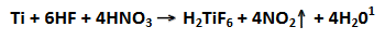 chemical equation showing the reaction of hydrogen fluoride, titanium, and nitrogen